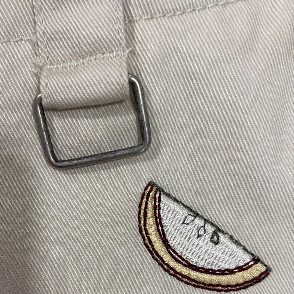 Christopher & Banks 90s Beige Cotton Embroidered Fruit A-Line Skirt Size 10 - Picture 6 of 6